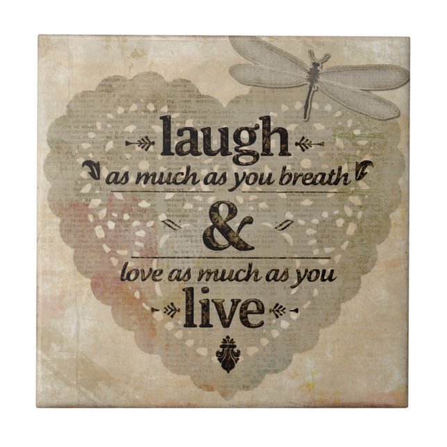 Laugh As Much AsYou Breathe Mindfulness Quote Gift Tile (Front)