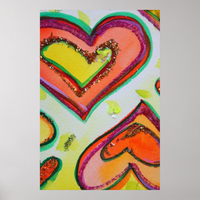 Laugh Hearts Art Poster Print (Front)