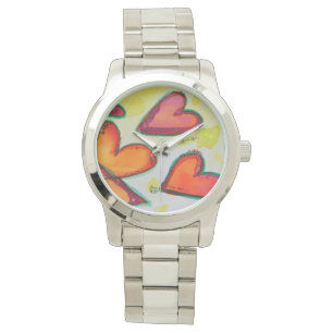 Laugh Hearts Flying Colourful Art Custom Watch