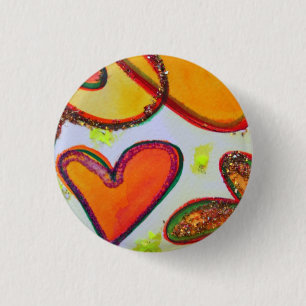 Laugh Hearts Garden Art Buttons or Lapel Pins
