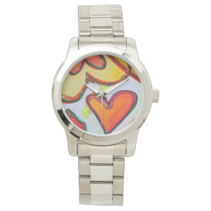 Laugh Hearts Garden Colourful Art Custom Watch