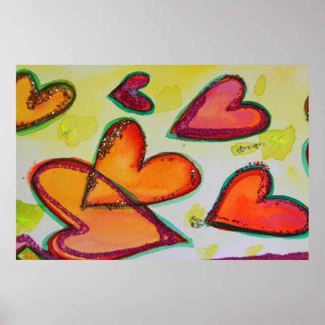 Laugh Hearts Painting Art Poster Print (Front)