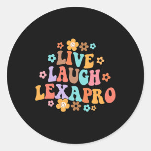 Laugh Lexapro Groovy Mental Health Therapist Anxie Classic Round Sticker