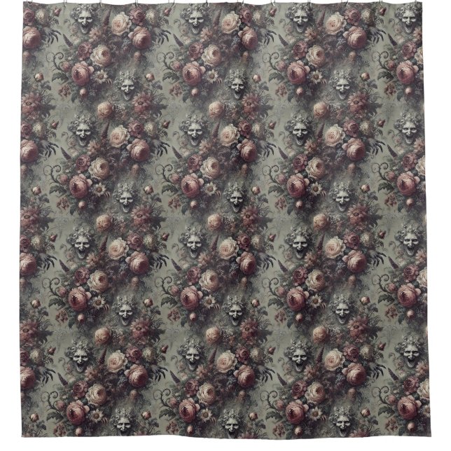 Laugh Lines – Gothic Floral  Shower Curtain (Front)