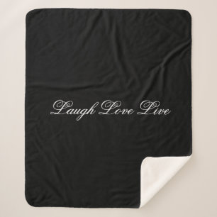 Laugh Love Live Black And White Blanket