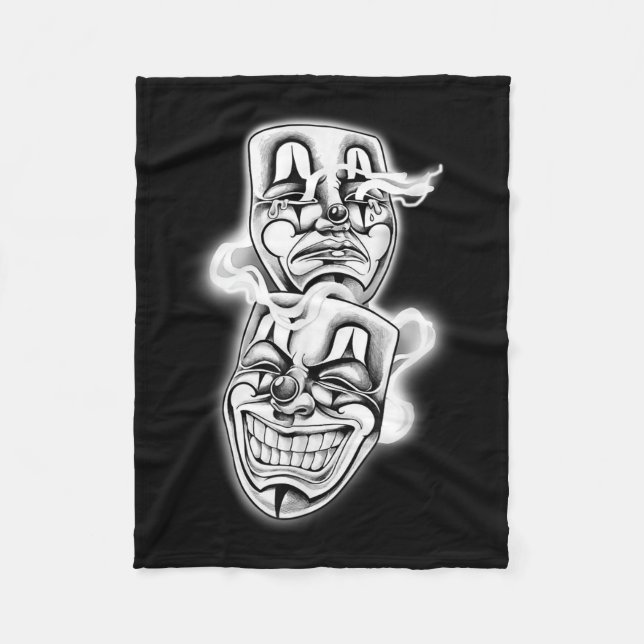 Laugh Now Cry Later Chicano Tattoo Flash  Fleece Blanket (Front)