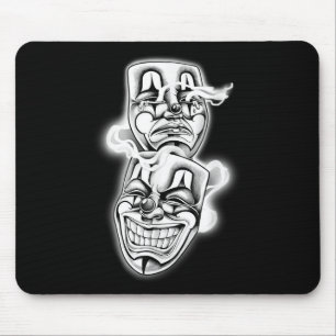 Laugh Now Cry Later Chicano Tattoo Flash Mouse Pad