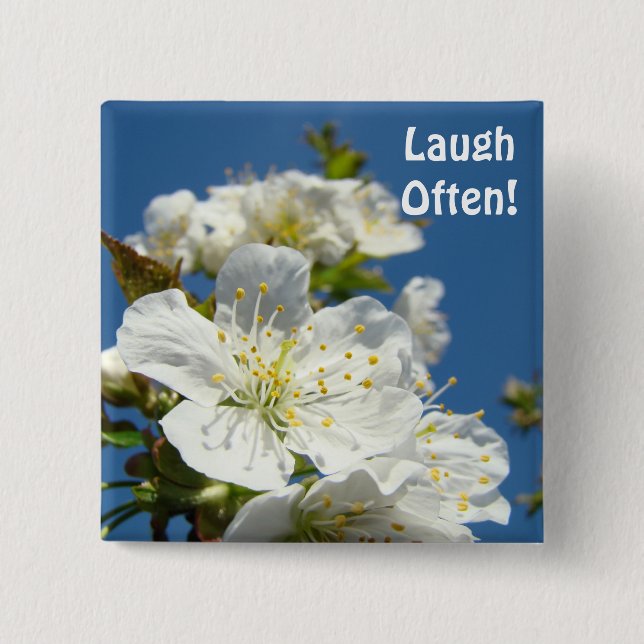 Laugh Often! buttons Cherry Blossom Flowers Floral (Front)