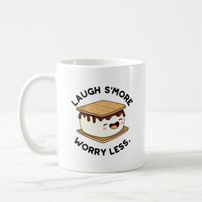 Laugh Smore Worry Less Funny Smore Pun  Coffee Mug (Left)