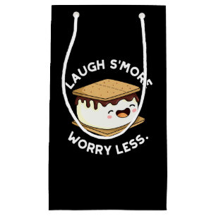 Laugh Smore Worry Less Funny Smore Pun Dark BG Small Gift Bag