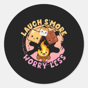 Laugh S'more Worry Less Weekend Clamping Children  Classic Round Sticker