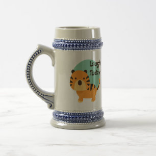 Laugh today Kawaii cute baby tiger orange  Beer Stein