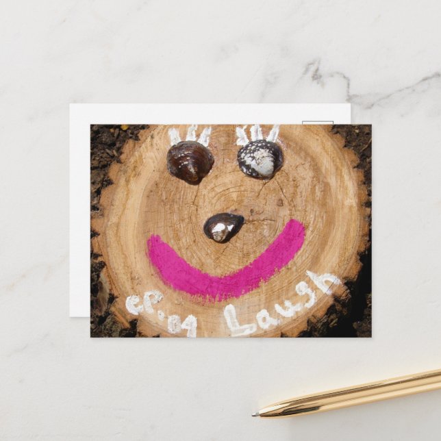 Laugh Tree Face with Clam Shells Postcard (Front/Back In Situ)