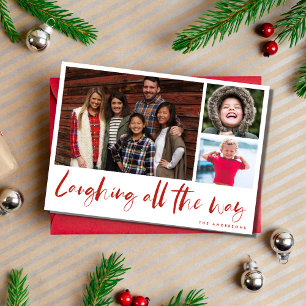 Laughing All the Way Family Photo Plaid Card