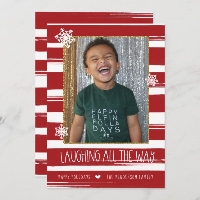 Laughing All The Way Photo Christmas Card (Front/Back)