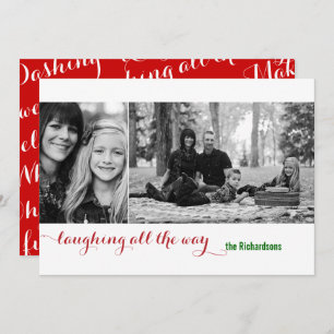 Laughing all the Way Red 2 Photo Holiday Card