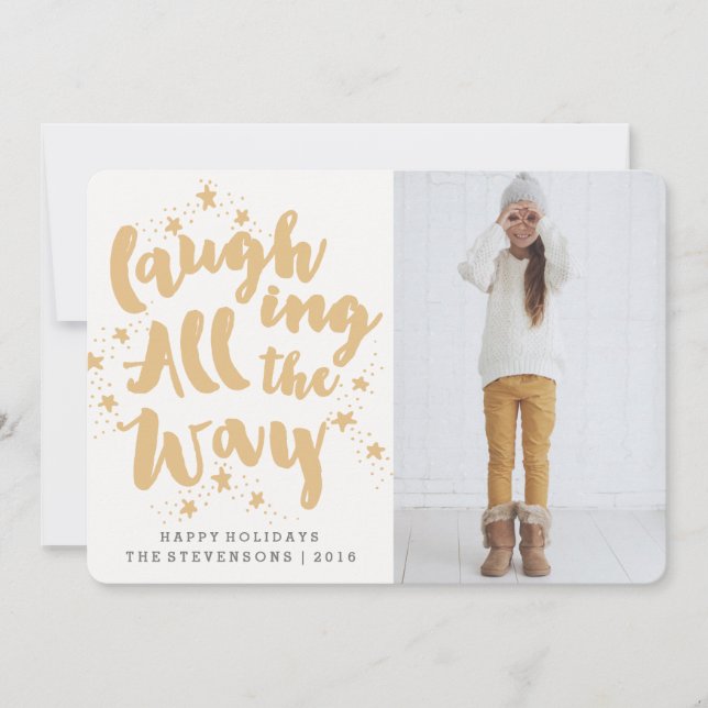 LAUGHING ALL THE WAY | SCRIPT HOLIDAY PHOTO CARD (Front)