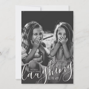 Laughing All the Way Snowflakes Blue Christmas Holiday Card