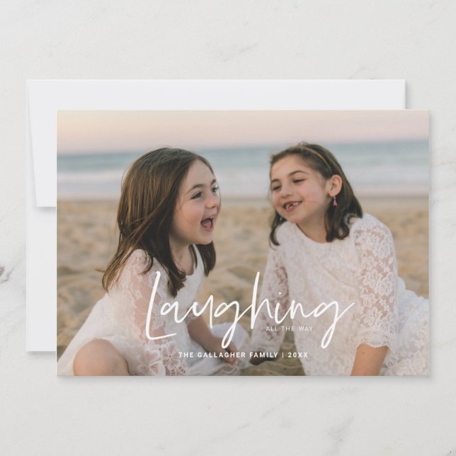 Laughing All The Way White Holiday Card (Front)