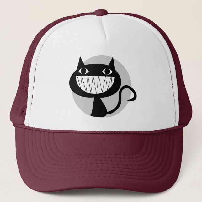 LAUGHING BLACK CAT TRUCKER HAT (Front)