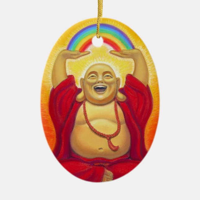 Laughing Buddha Rainbow Ornament (Front)