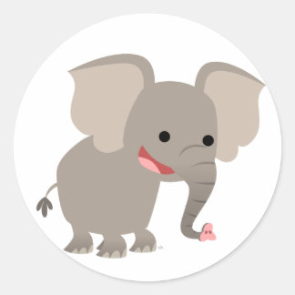 Laughing Cartoon Elephant  Sticker