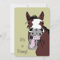 Laughing Cartoon Horse Birthday Custom Invite