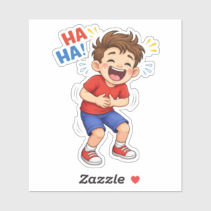 Laughing Cartoon Kid Custom-Cut Vinyl Sticker