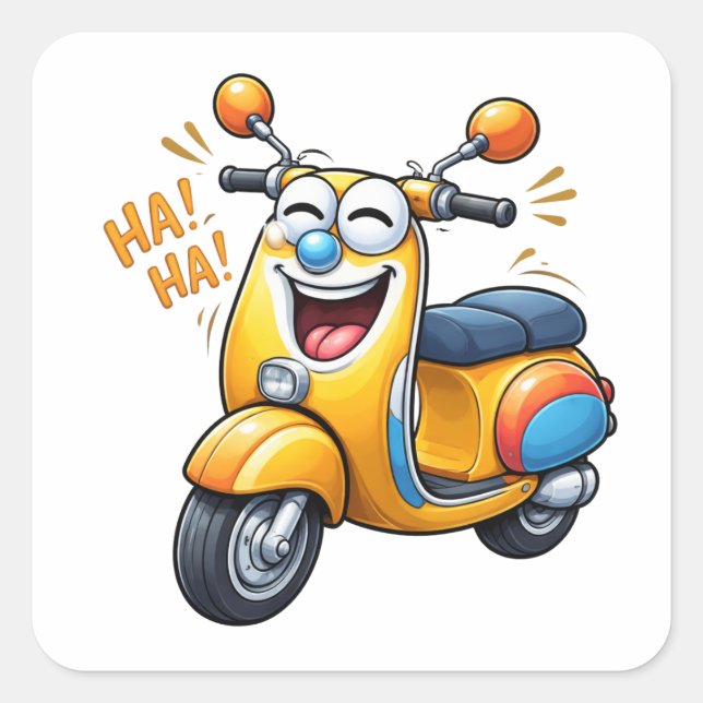 Laughing Cartoon Scooter Character Sticker (Front)