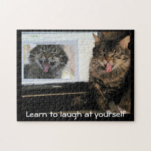 Laughing Cat Laughs at Himself Jigsaw Puzzle