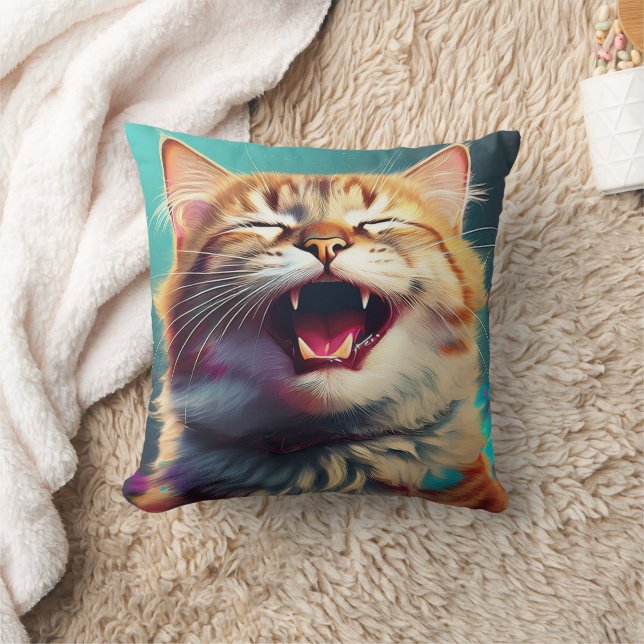 Laughing Cat Pillow! Cushion (Blanket)