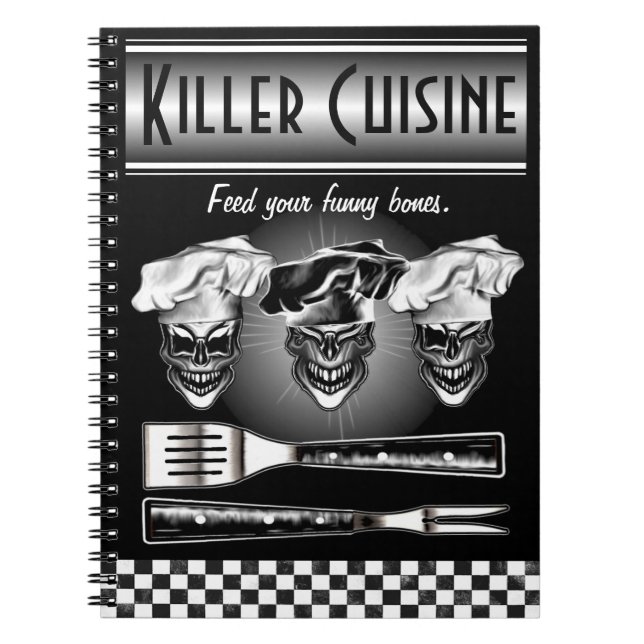 Laughing Chef Skulls Spiral Notebook (Front)