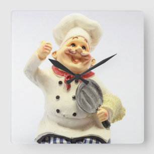 Laughing chef with pan Acrylic Wall Clock