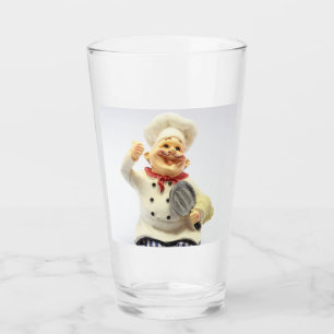 Laughing chef with pan Glass Tumblers
