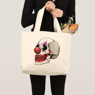 Laughing Clown Skull - Fate Until Death Large Tote Bag