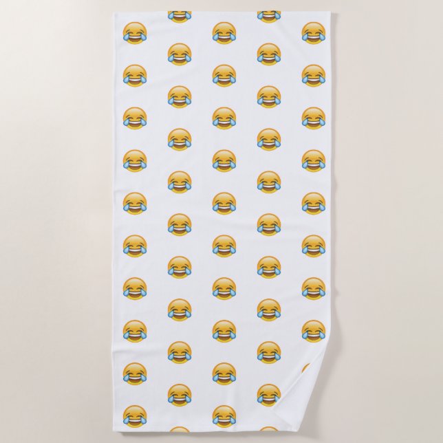 Laughing Crying Tears of Joy emoji Beach Towel (Front)