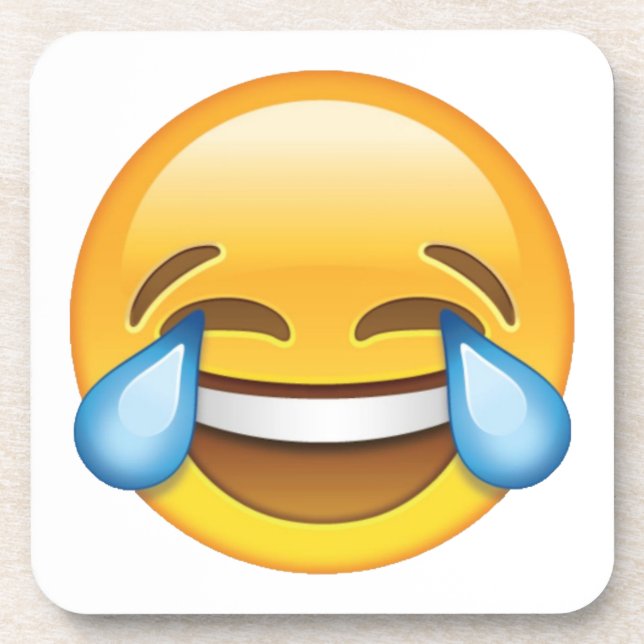 Laughing Crying Tears of Joy emoji Coaster (Front)