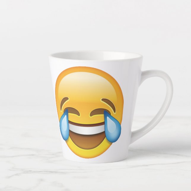 Laughing Crying Tears of Joy emoji Latte Mug (Right)