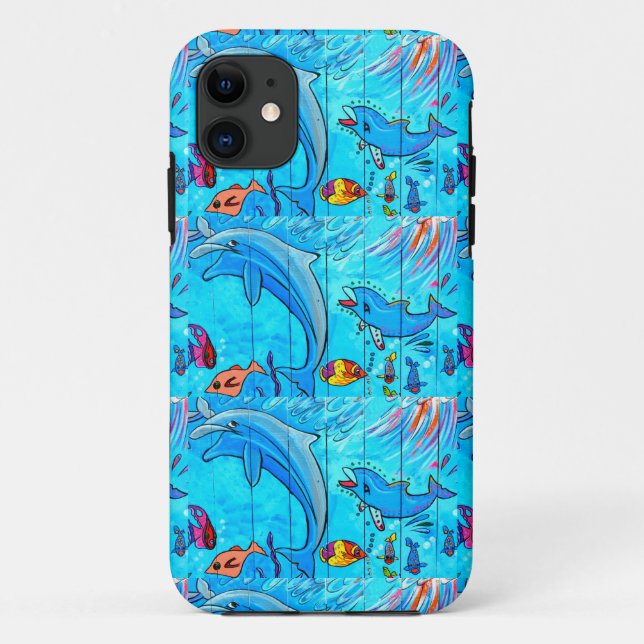 laughing dolphins blue case (Back)