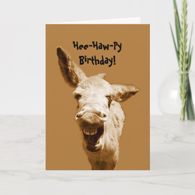 Laughing Donkey Birthday Wishes Card (Front)