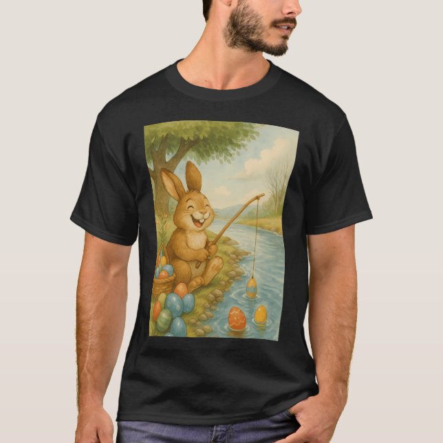 Laughing Easter bunny fishes for colourful Easter  T-Shirt (Front)