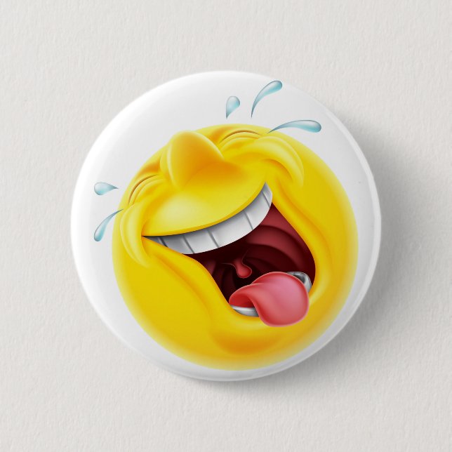 Laughing Emoji Emoticon 6 Cm Round Badge (Front)