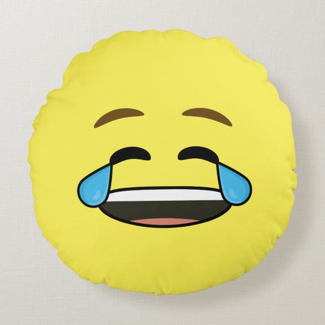 Laughing Emoji Round Cushion (Front)