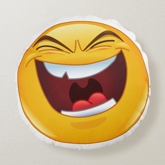 LAUGHING EMOJI - Round Throw Pillow (16") (Front)
