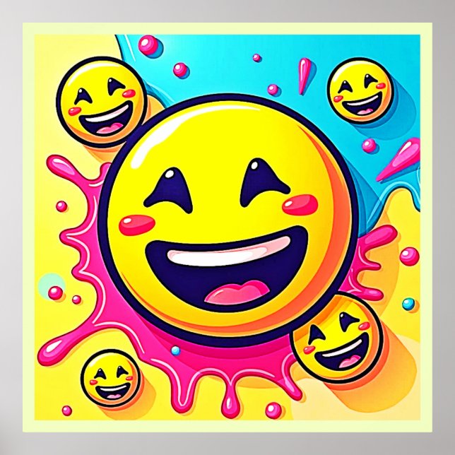 Laughing Emoji Splash Party Poster (Front)