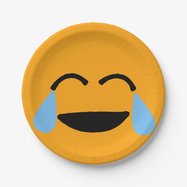 Laughing Face Funny Orange Emoticon Emojii Paper Plate (Front)