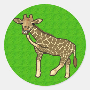 Laughing Giraffe Cute Hand-Drawn Cartoon Animal Classic Round Sticker