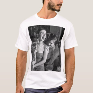 Laughing girls: stylish black-white photo T-Shirt