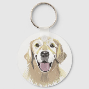 Laughing Golden Retriever Key Ring