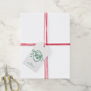 Laughing Green Santa Claus Modern Sparkle Holiday Gift Tags